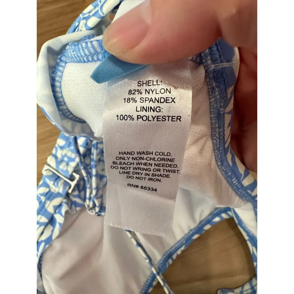 NWT Draper James Summer Picnic OTS Ruffle Triangle Bikini Top Size XS